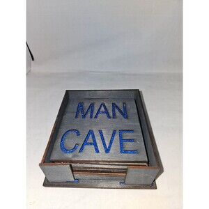 Man Cave Laser Engraved Wooden and Resin Coasters and Holder